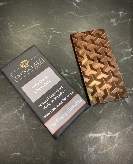 70% Dark Chocolate Tablet tasting notes: malt & toasted bread