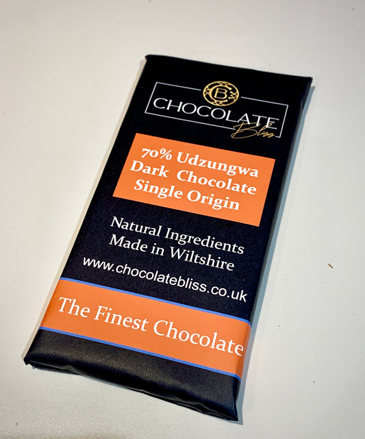 70% Dark Chocolate Tablet  tasting notes: orange & toffee